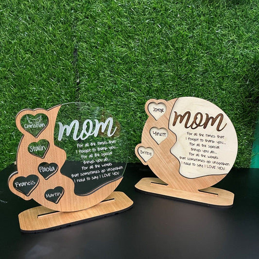 💕Geschenke für Mama, Oma Personalisierte Kirschholz - Acryl - Birke Holz Plaque