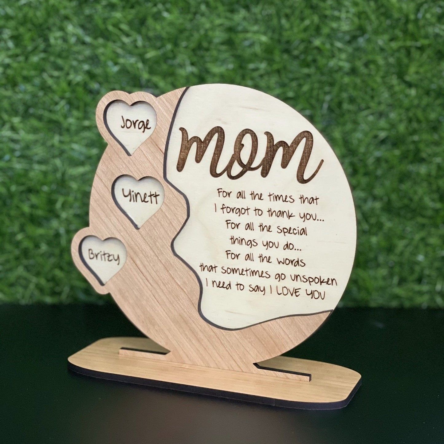 💕Geschenke für Mama, Oma Personalisierte Kirschholz - Acryl - Birke Holz Plaque