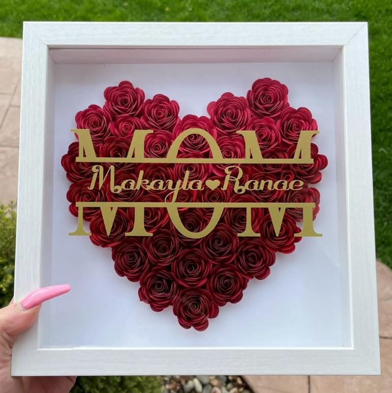 💕Mom Flower Shadow Box mit Kindernamen für Muttertag